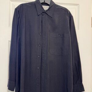 Washed silk long-sleeved blouse - black - women's medium